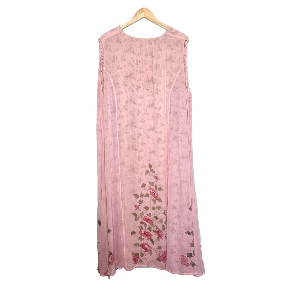 Vtg SUE BRETT Reversible Maxi Dress O/S Sleeveless Pink Floral Cottagecore Flowy